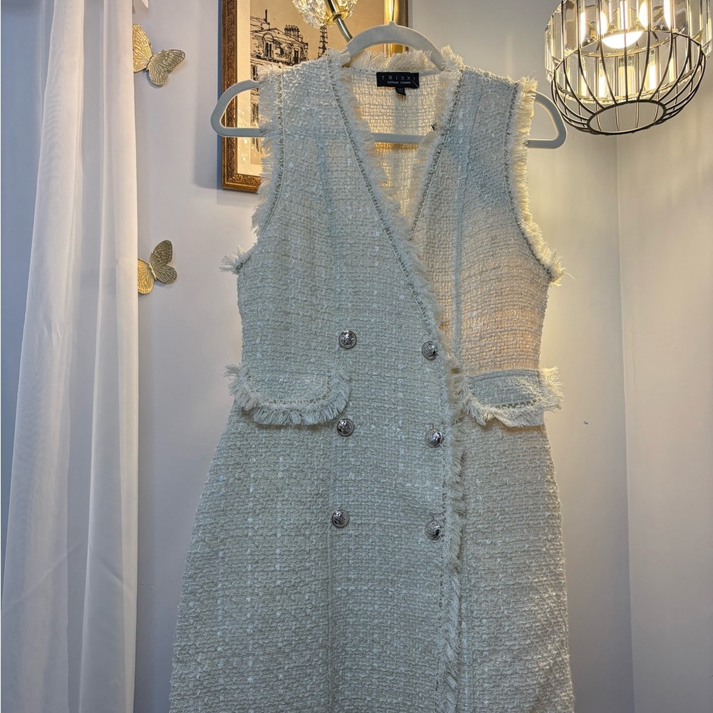 Trixxi Cream Textured Mini Dress